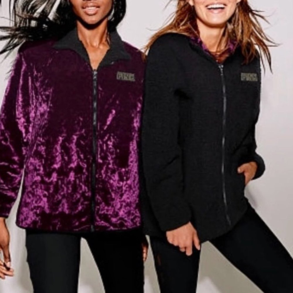 Limited Edition PINK VS Women's Reversible Full Zip Velvet/Sherpa Jacket Size M